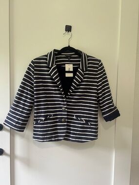 Express Striped Navy and White Blazer
